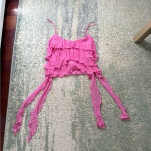 Pink Ruffled Crop Top from Zara